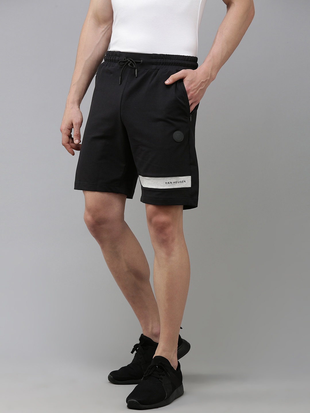 

Van Heusen Flex Men Solid Sports Training Shorts, Black