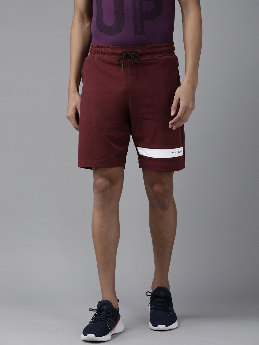 

Van Heusen Flex Men Maroon Solid Low-Rise Sports Shorts
