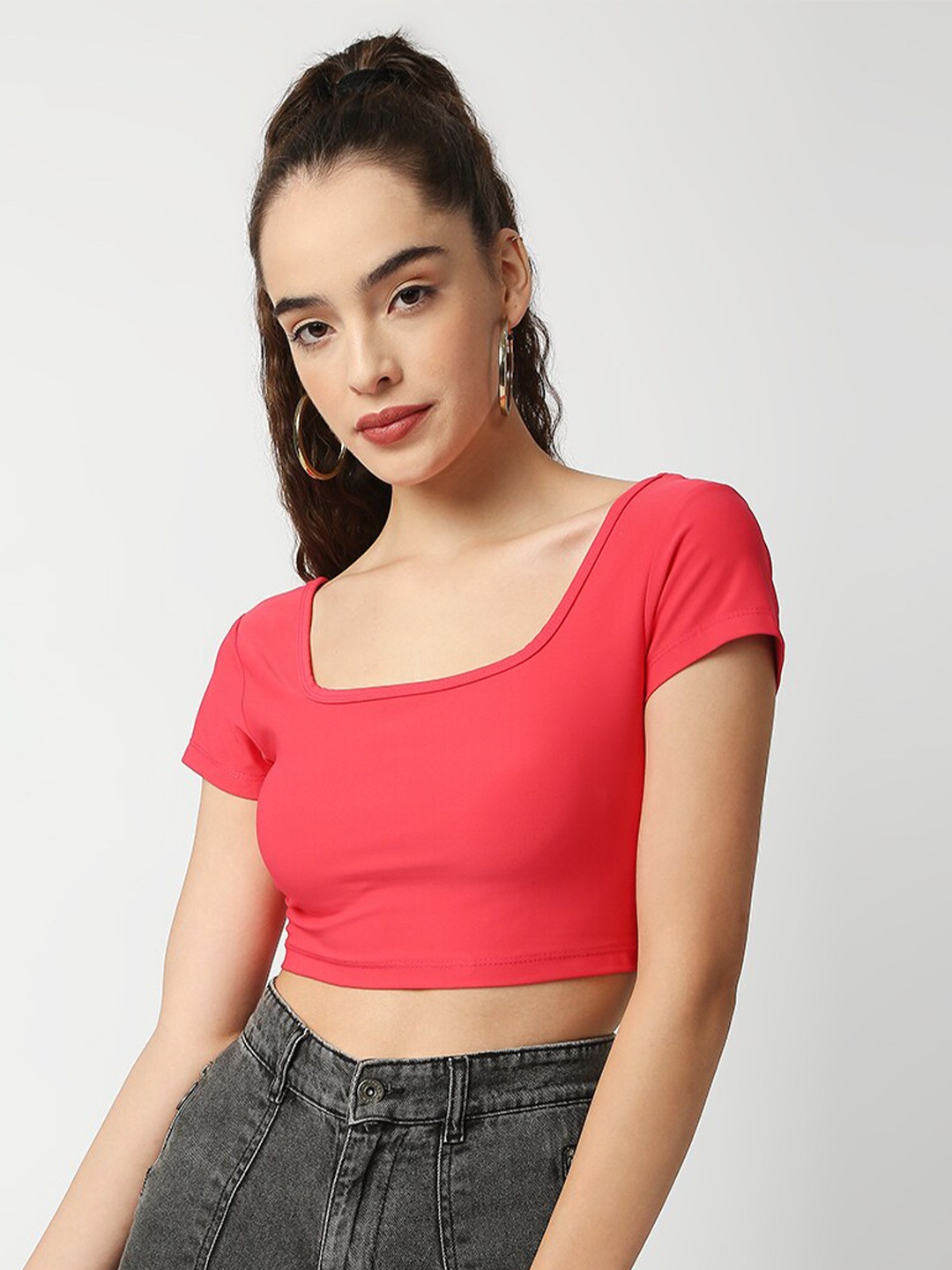

Disrupt Coral Solid Crop Top