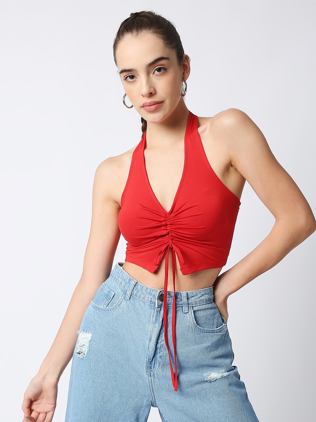 

Disrupt Red Halter Neck Crop Top