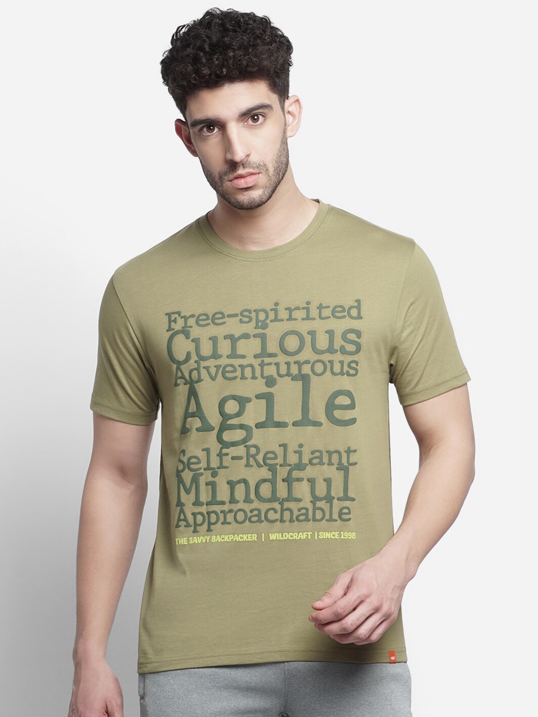 

Wildcraft Men Olive Green Typography Printed T-shirt