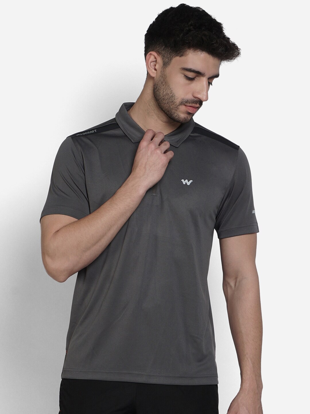 

Wildcraft Men Grey Polo Collar T-shirt