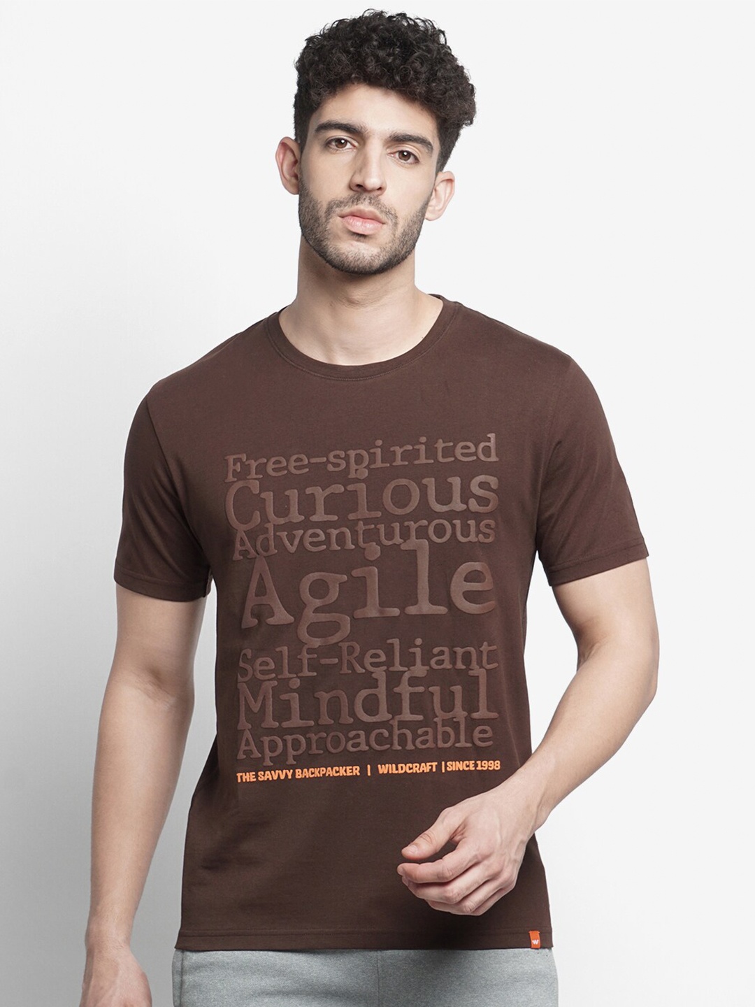 

Wildcraft Men Brown Typography Printed Applique T-shirt