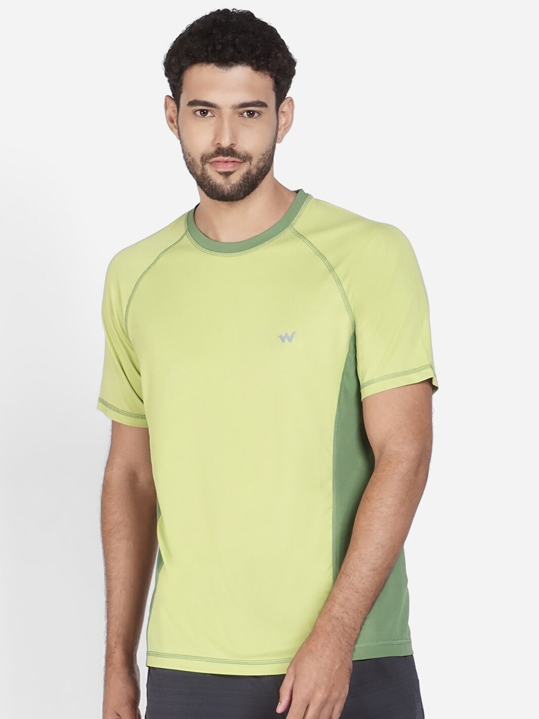 

Wildcraft Men Lime Green & Green Raw Edge T-shirt