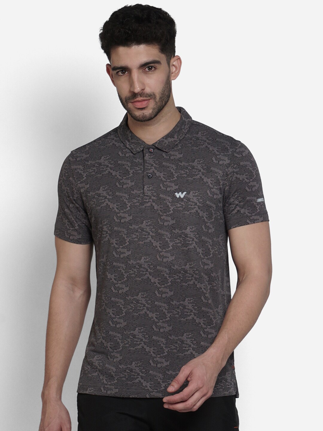 

Wildcraft Men Grey Printed Polo Collar T-shirt