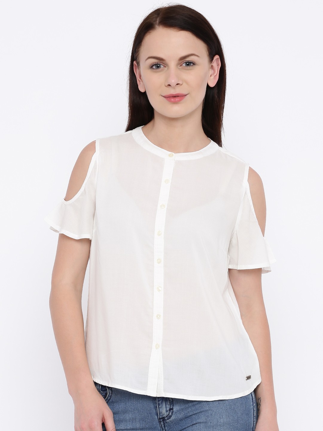 

Pepe Jeans Women Off-White Solid Casual Shirt