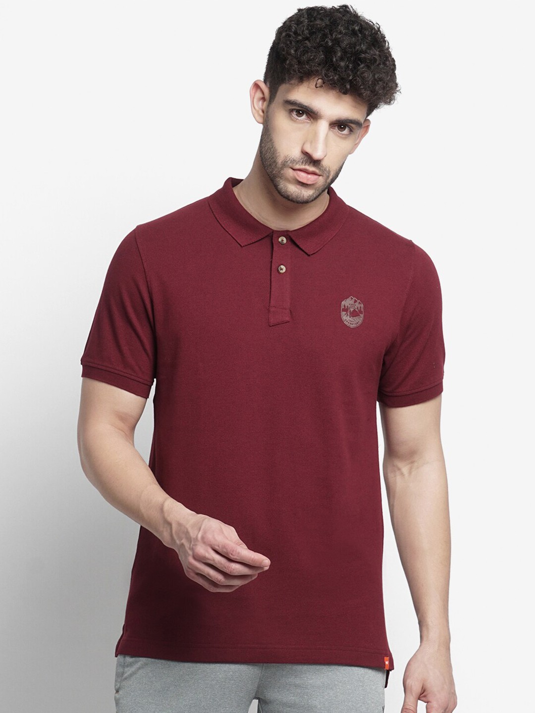 

Wildcraft Men Maroon Polo Collar Applique T-shirt