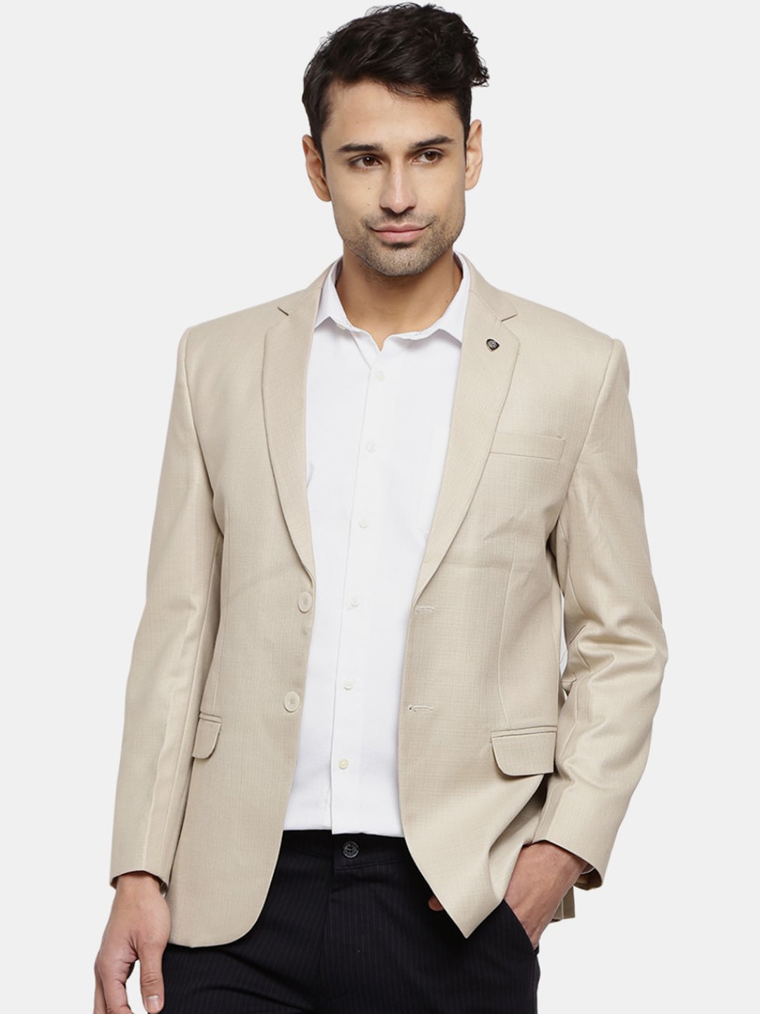 

V-Mart Men Beige Solid Single Breasted Formal Blazers