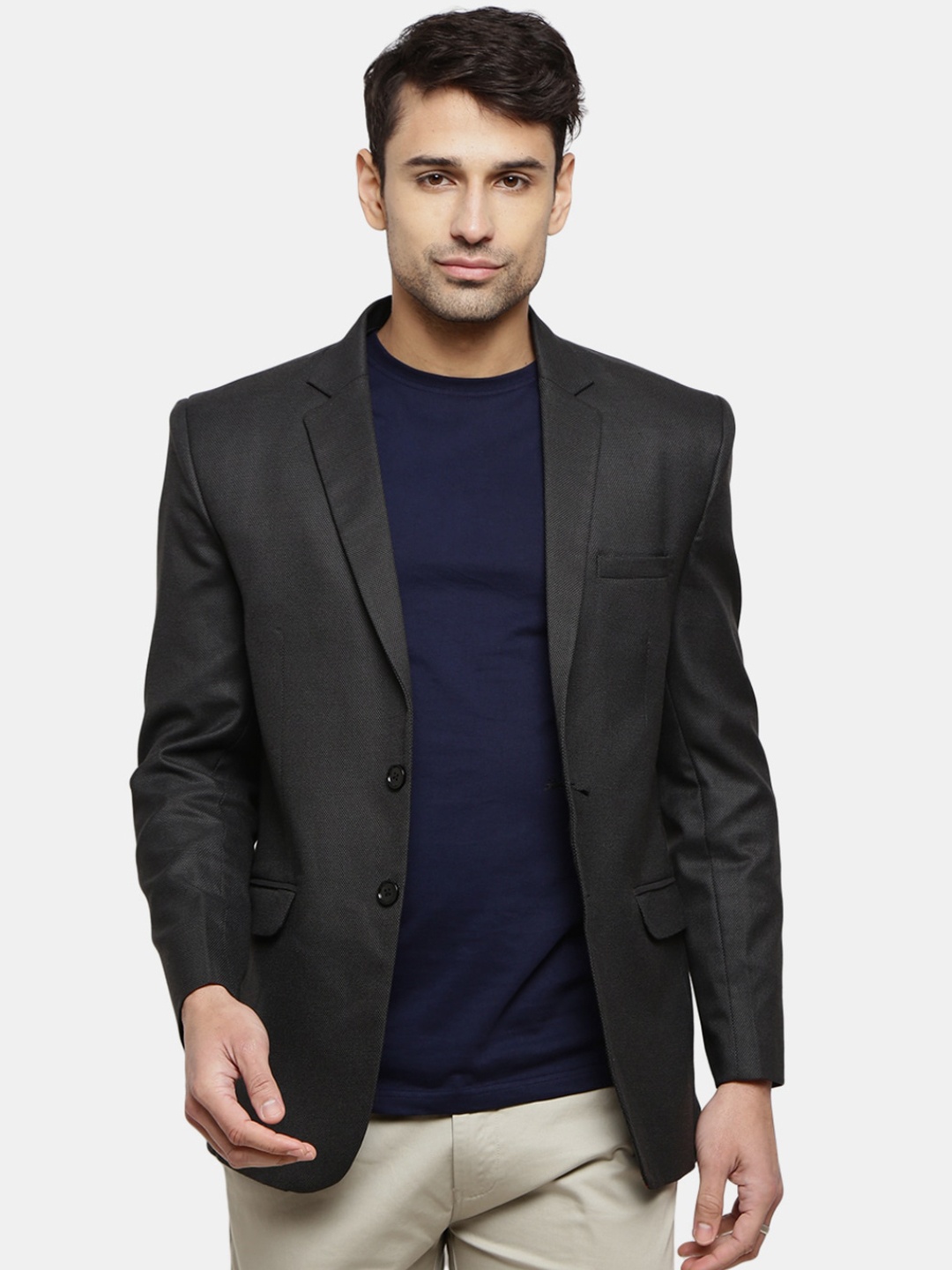 

V-Mart Men Black Solid Single Breasted Blazers