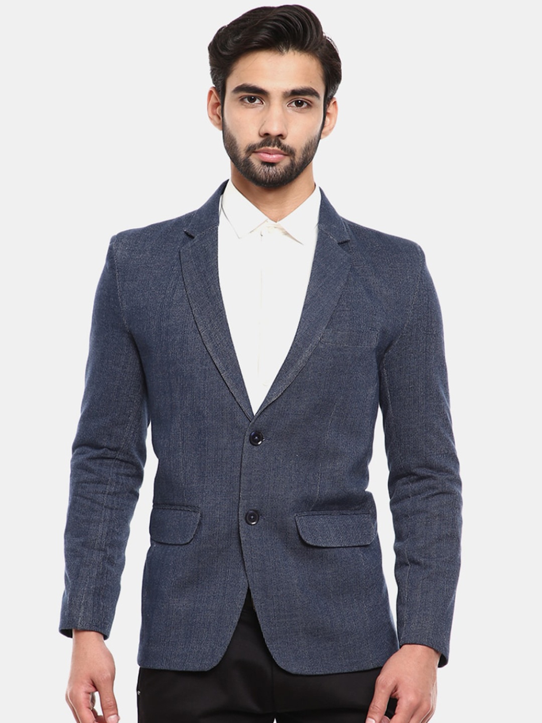

V-Mart Men Navy Blue Solid Single-breasted Blazers