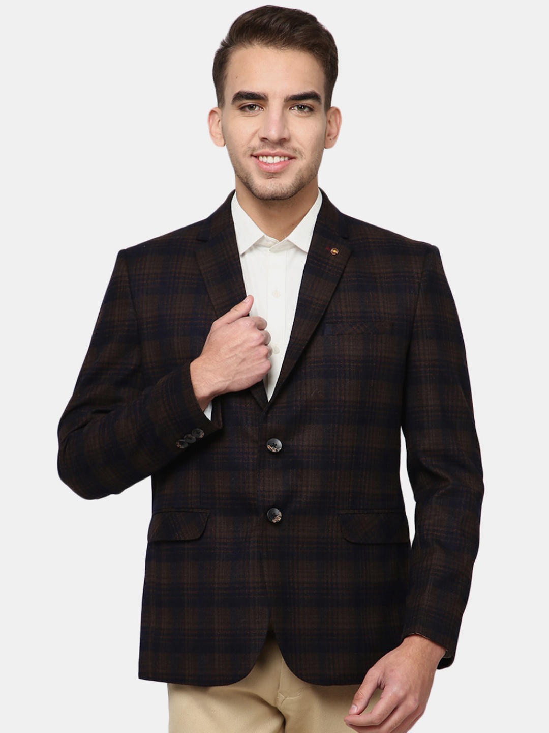 

V-Mart Men Brown Checked Single Breasted Blazers