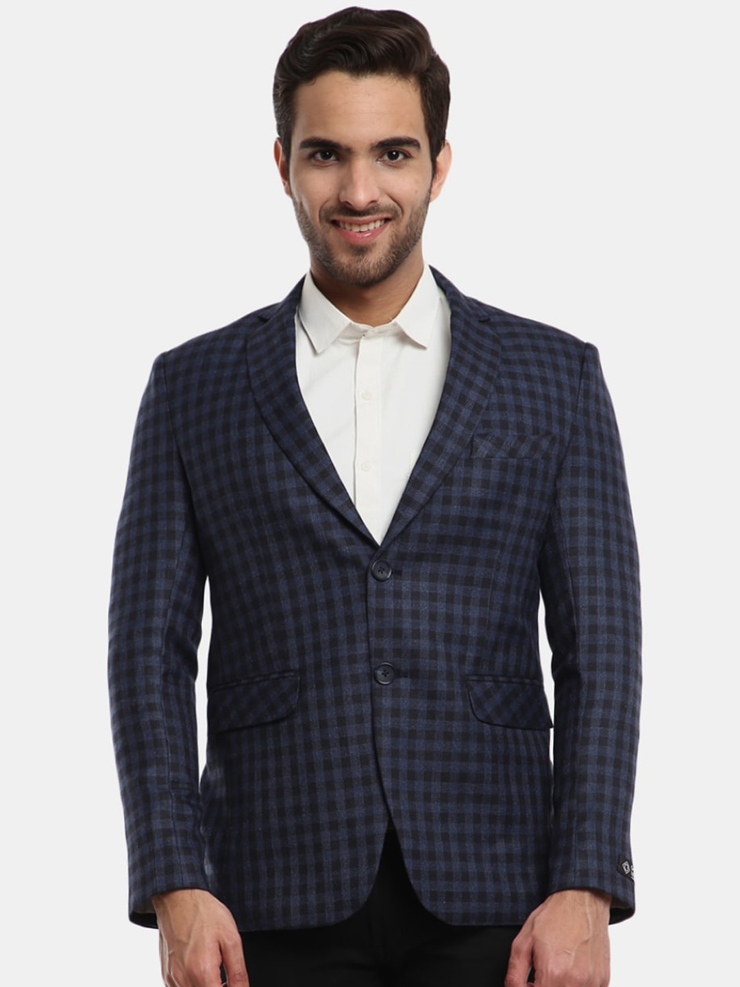 

V-Mart Men Blue Checked Single-Breasted Casual Blazers