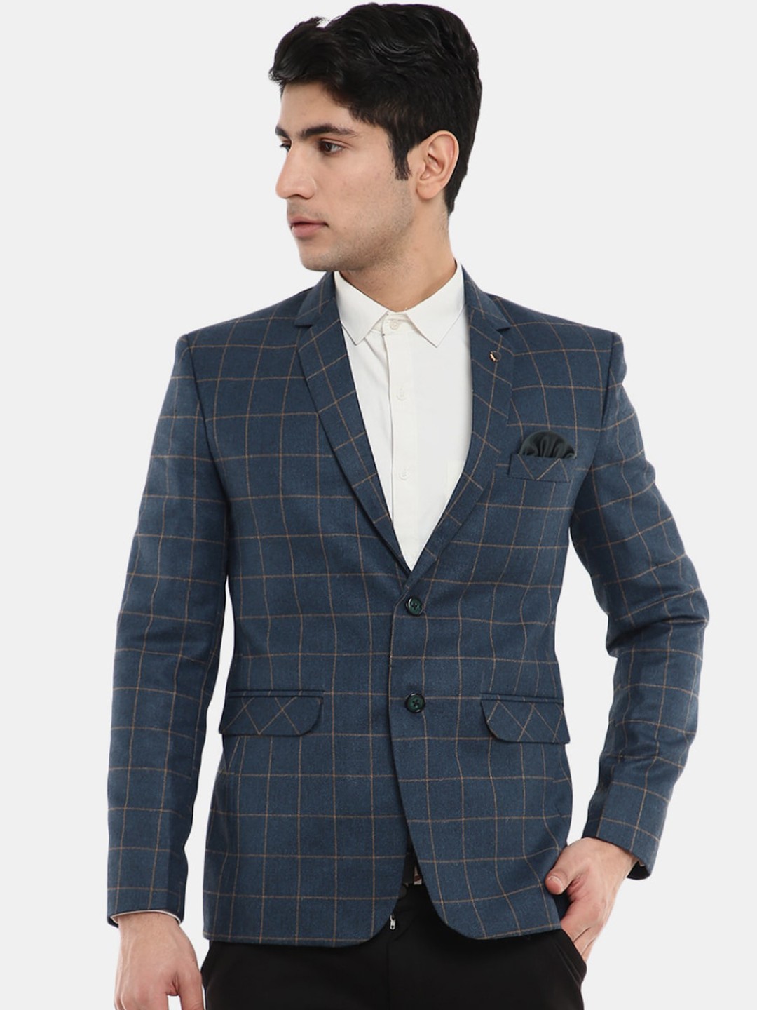 

V-Mart Men Blue Checked Single Breasted Casual Blazer