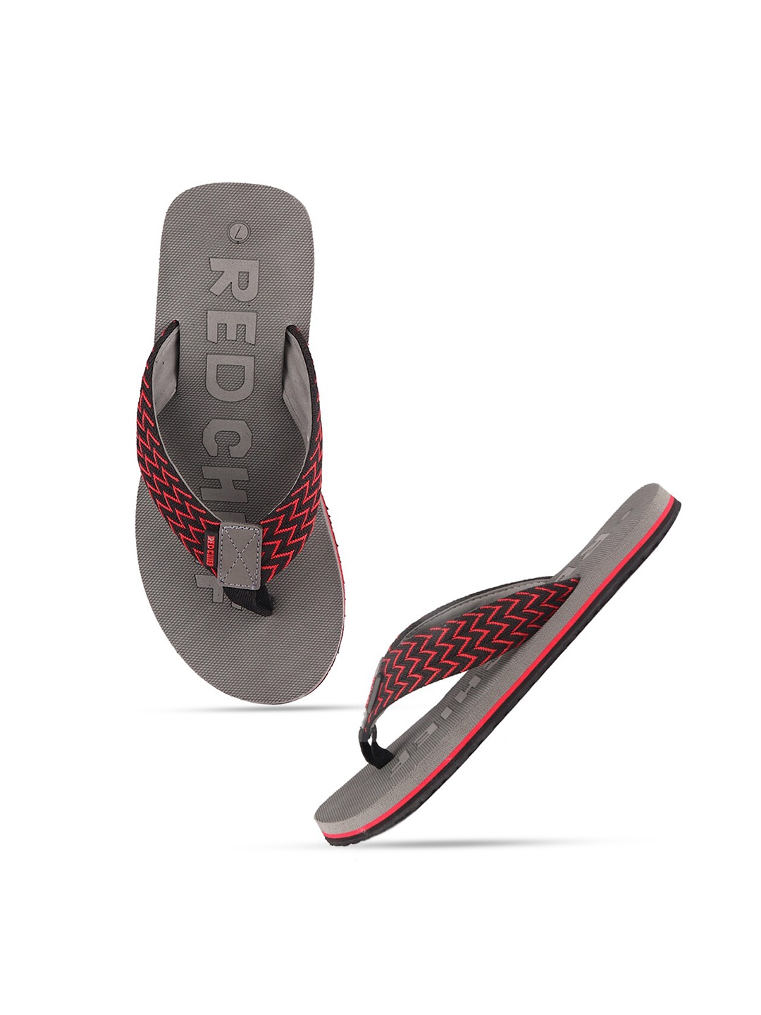 

Red Chief Men Grey & Red Printed Thong Flip-Flops