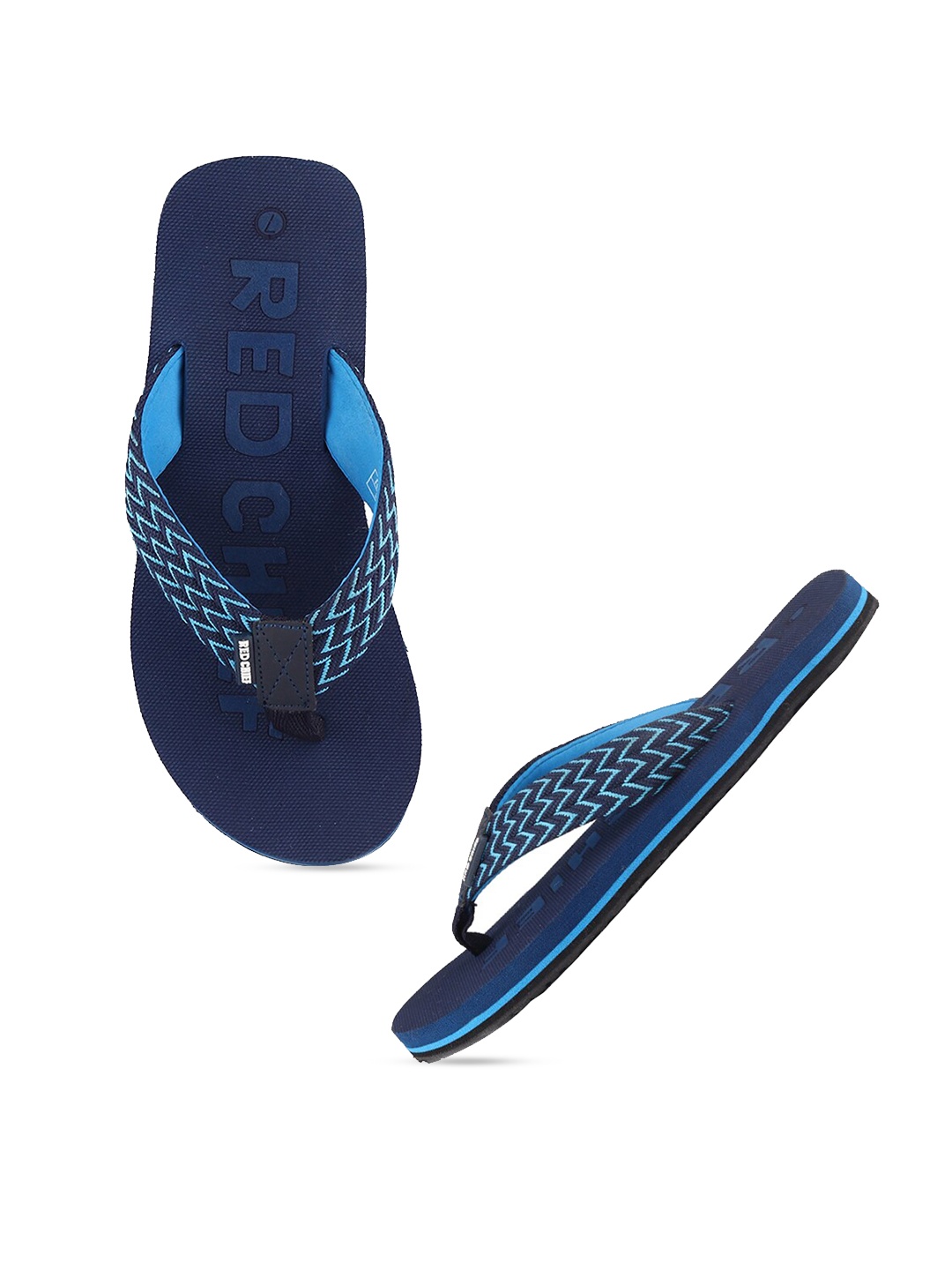 

Red Chief Men Navy Blue & Blue Printed Thong Flip-Flops