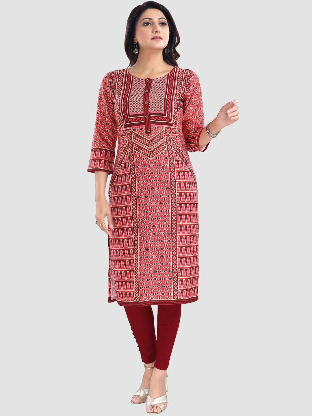 

Saree Swarg Women Pink Geometric Kurta