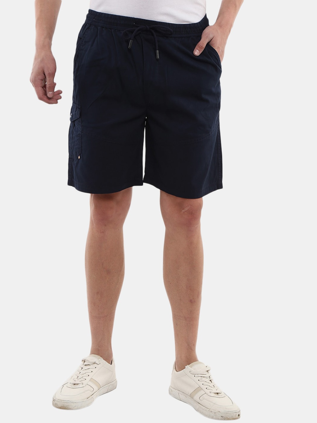 

V-Mart Men Navy Blue Solid Twill Bermuda Shorts