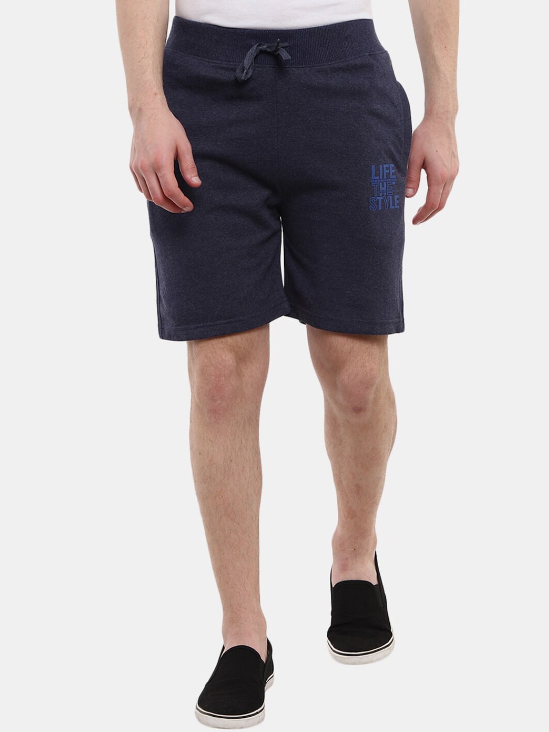 

V-Mart Men's Navy Blue Solid Terry Bermuda Shorts