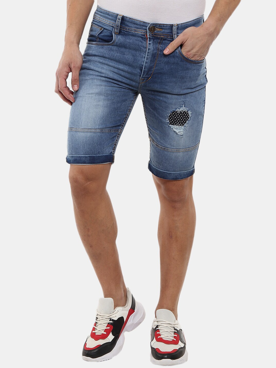 

V-Mart Men Blue Washed Denim Outdoor Denim Shorts