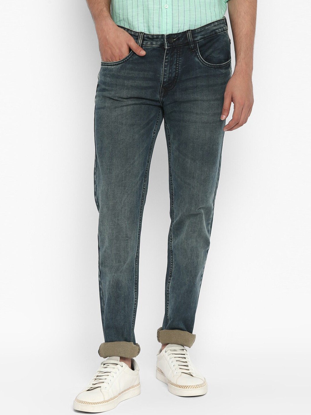 

Turtle Men Charcoal Tapered Fit Light Fade Stretchable Jeans