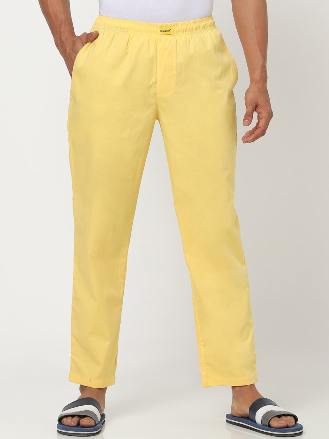

Bewakoof Men Yellow Solid Lounge Pants