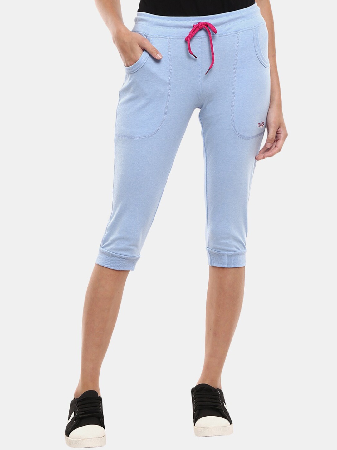 

V-Mart Women Blue Western Solid Poly Cotton Interlock Capri