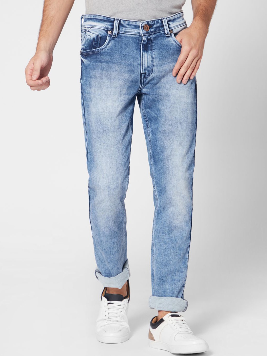 

ROCKING SWAMY Men Blue Slim Fit Heavy Fade Stretchable Jeans