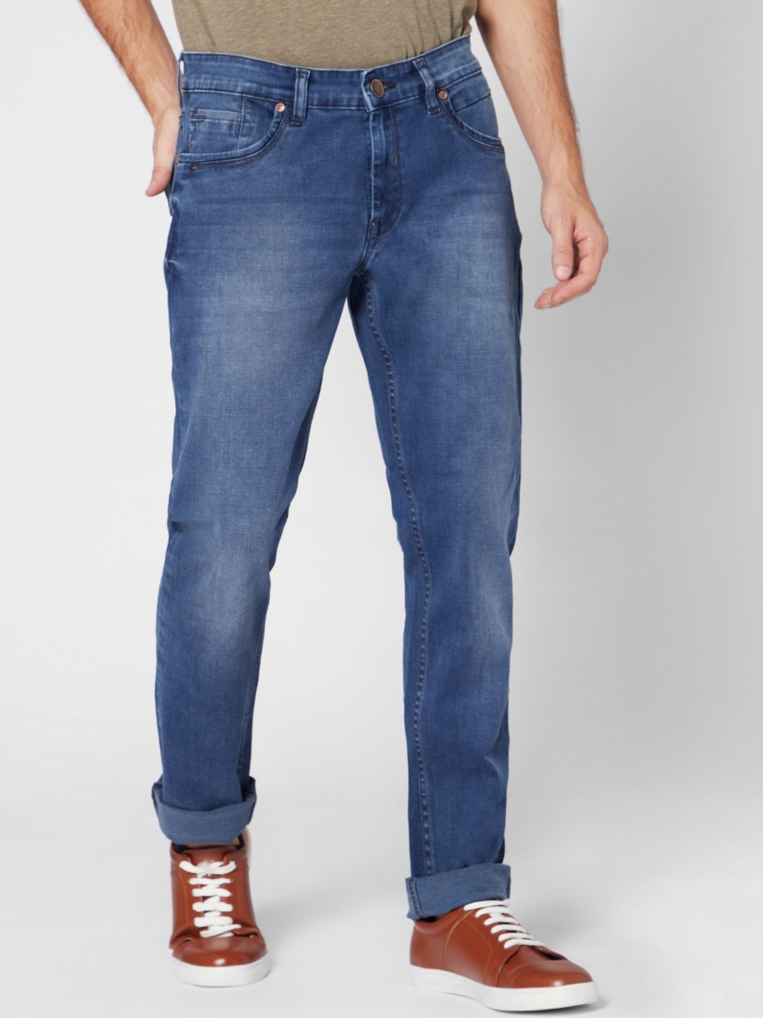 

ROCKING SWAMY Men Blue Slim Fit Heavy Fade Stretchable Jeans