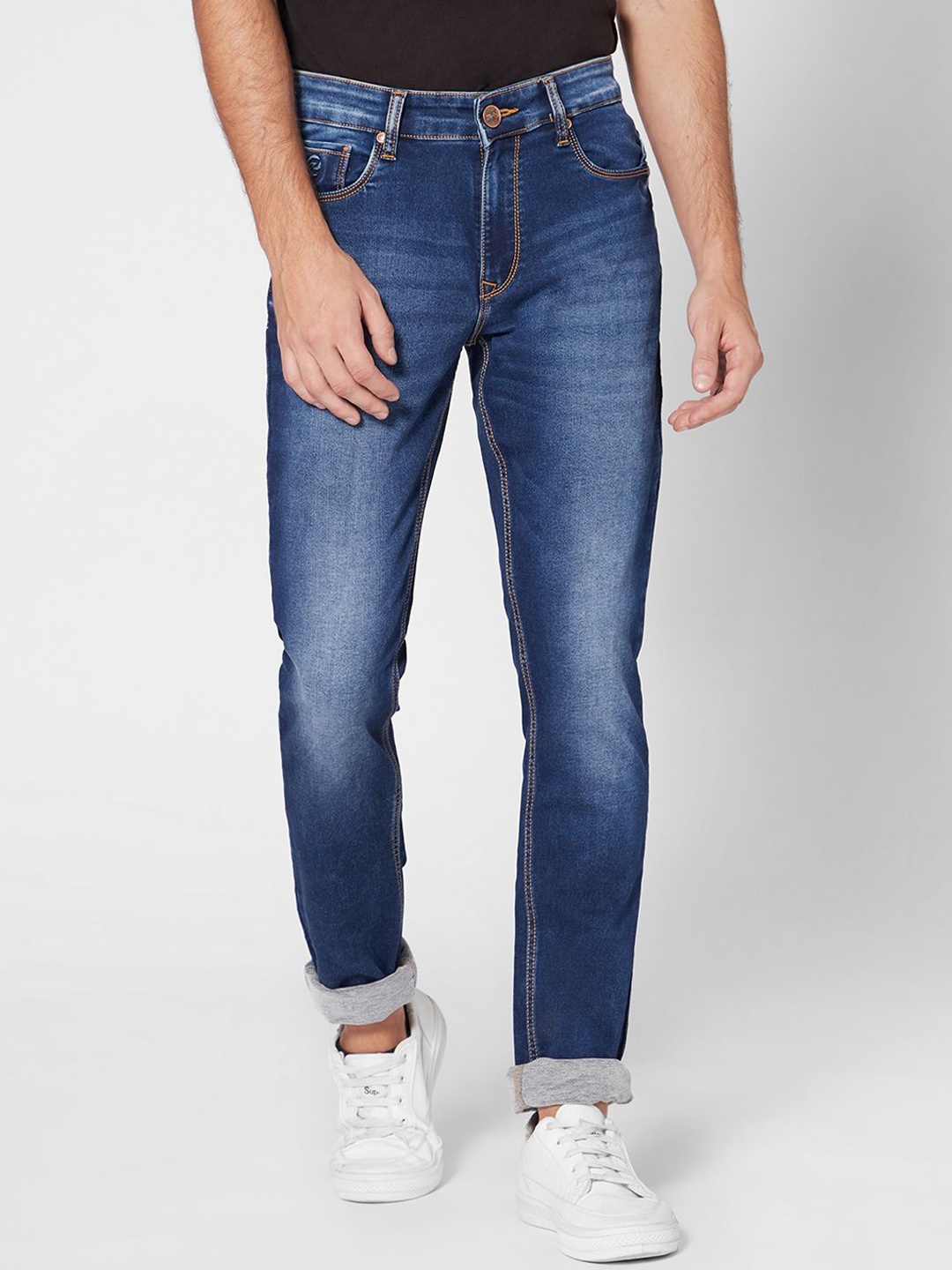 

ROCKING SWAMY Men Blue Slim Fit Heavy Fade Stretchable Jeans