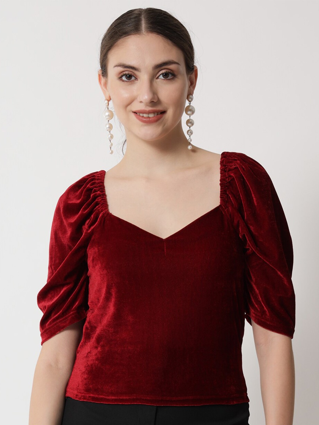 

Trend Arrest Maroon Velvet Top