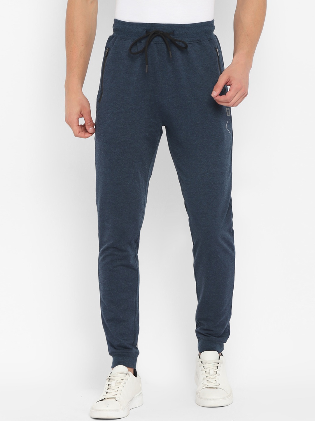 

Turtle Men Navy Melange Solid Slim-Fit Joggers, Navy blue