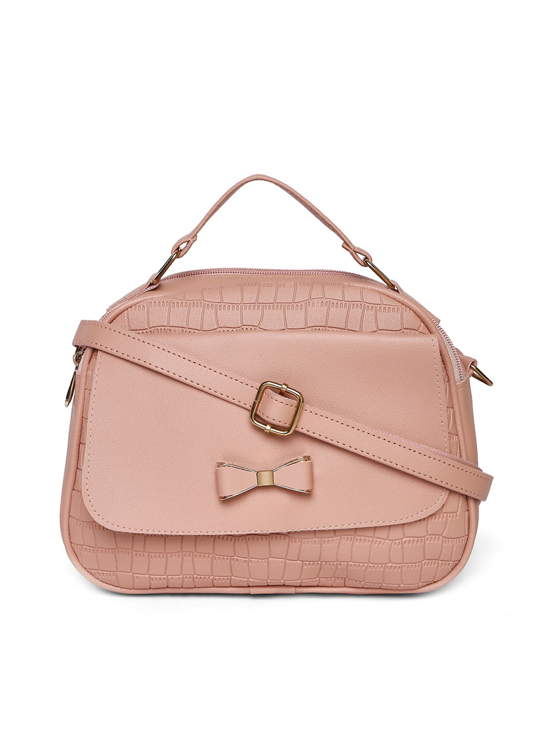 

SATCHEL Pink PU Structured Handheld Bag with Bow