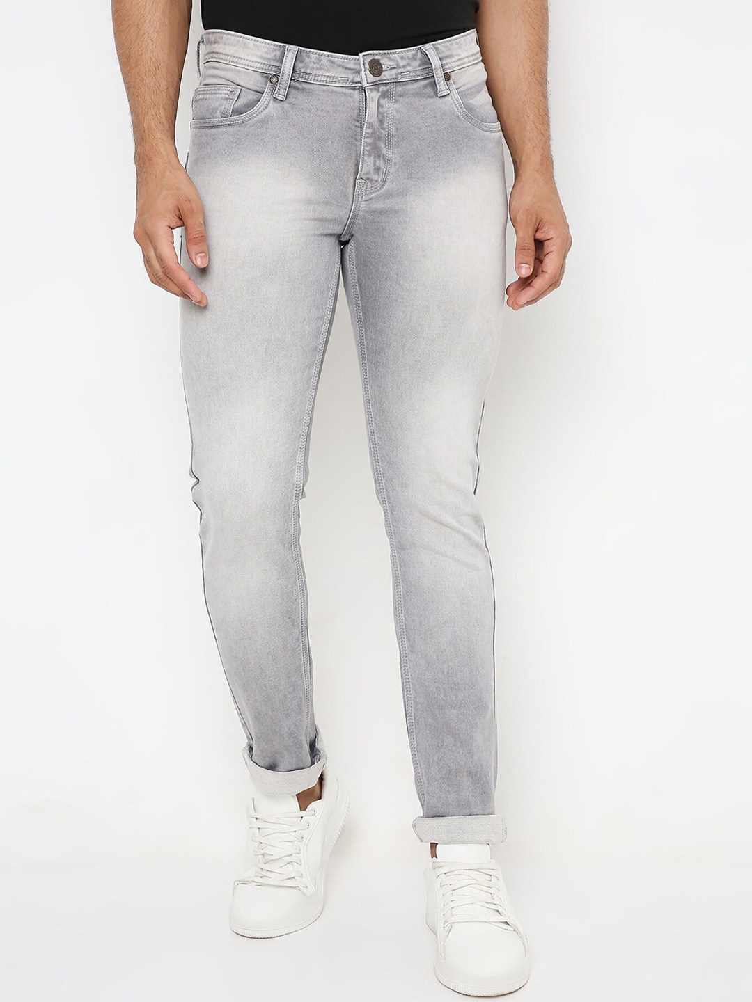 

HJ HASASI Men Grey Slim Fit Heavy Fade Stretchable Jeans