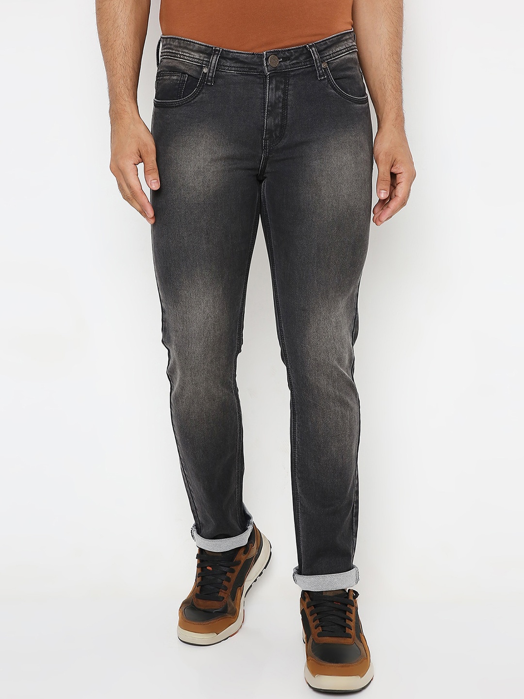 

HJ HASASI Men Grey Slim Fit Heavy Fade Stretchable Jeans