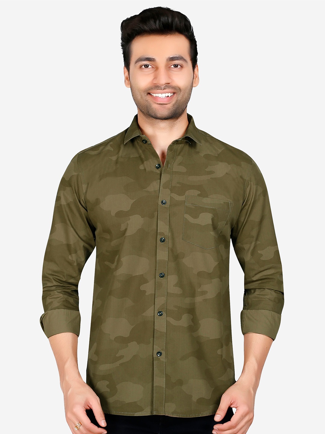

5TH ANFOLD Men Khaki Slim Fit Casual Shirt