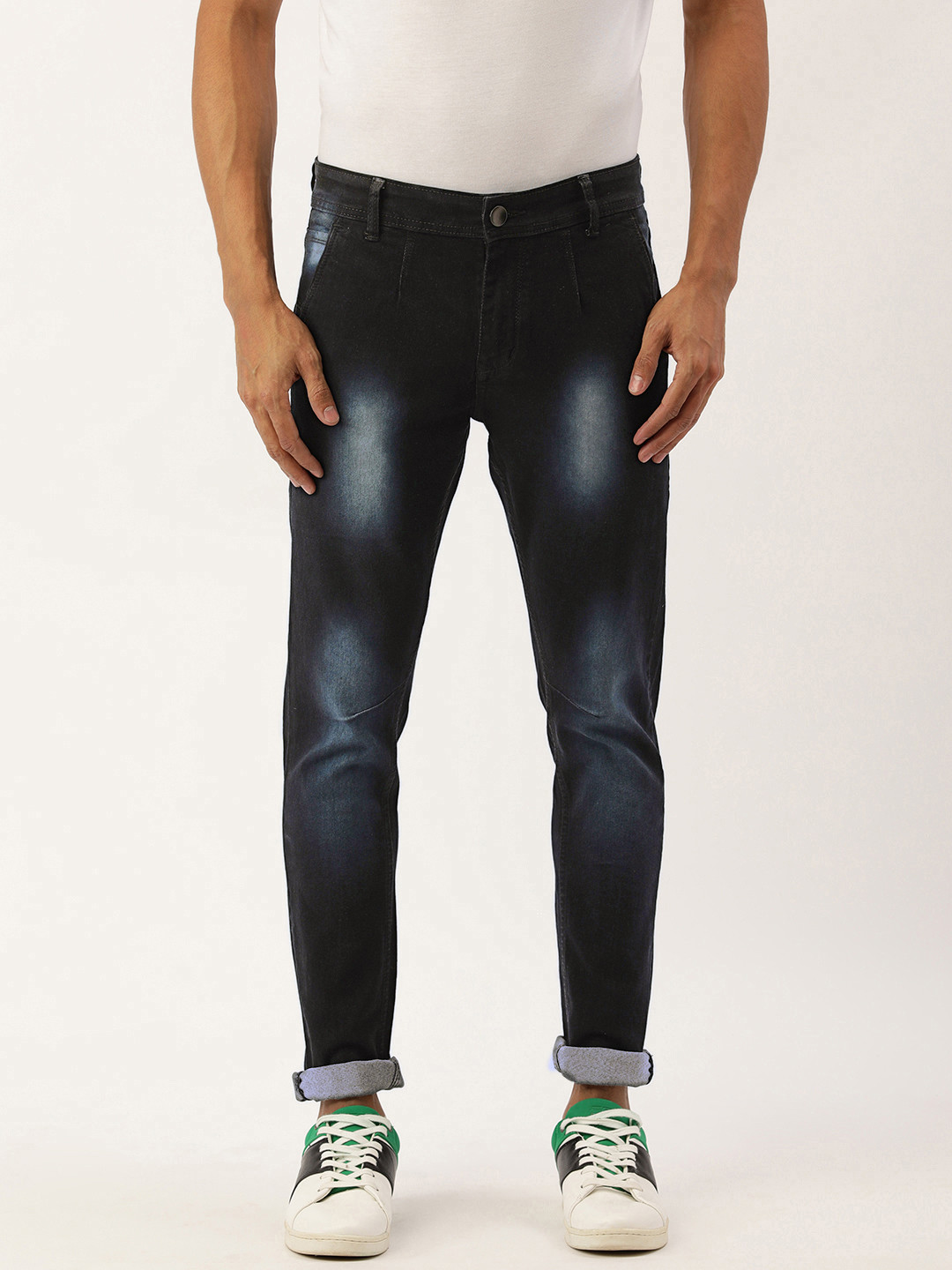 

IVOC Men Black Skinny Fit Heavy Fade Stretchable Jeans