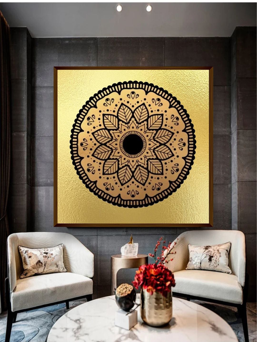 

The Art House Black & Gold-Toned The Mandala Art Painting