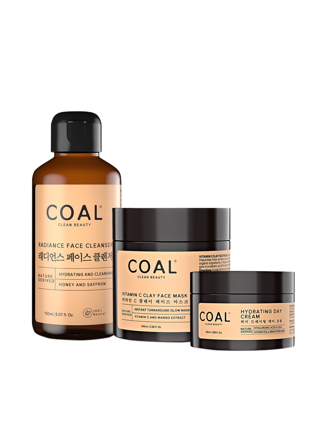 

COAL CLEAN BEAUTY Hydrating Combo, Face Cleanser, Face Toner, Vitamin C Serum & Midnight Cream Skin Care Gift Set, Na