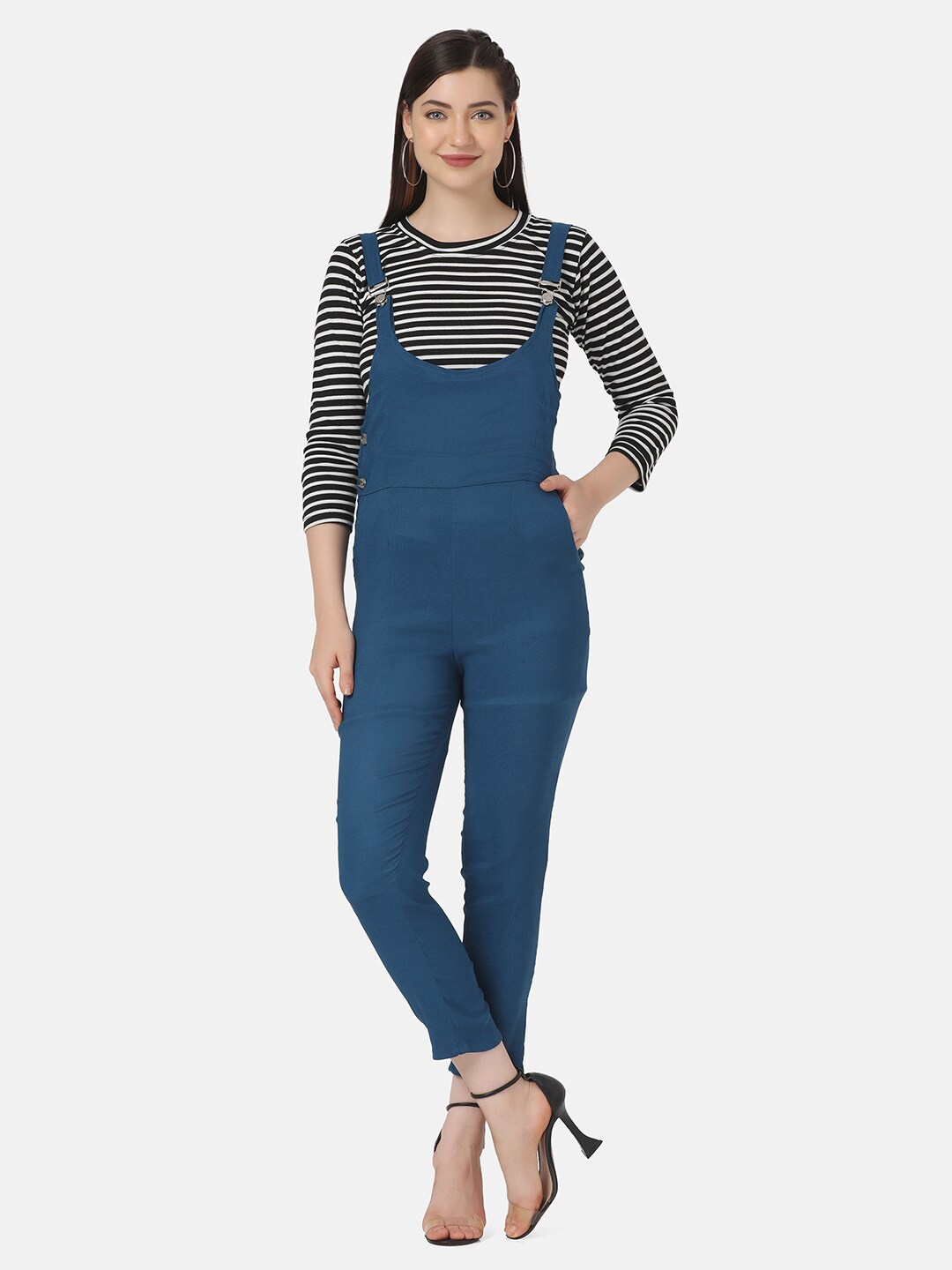 

BUY NEW TREND Women Blue Skinny Fit Dungarees