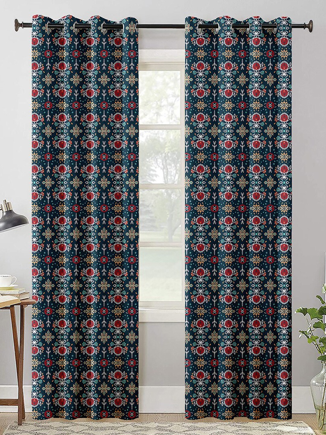 

AEROHAVEN Blue & Red Set of 2 Room Darkening Door Curtain
