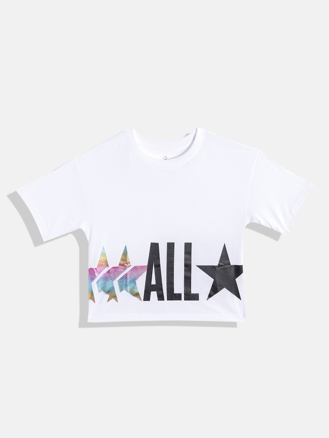 

Converse Girls White & Black Brand Logo Printed Boxy T-shirt