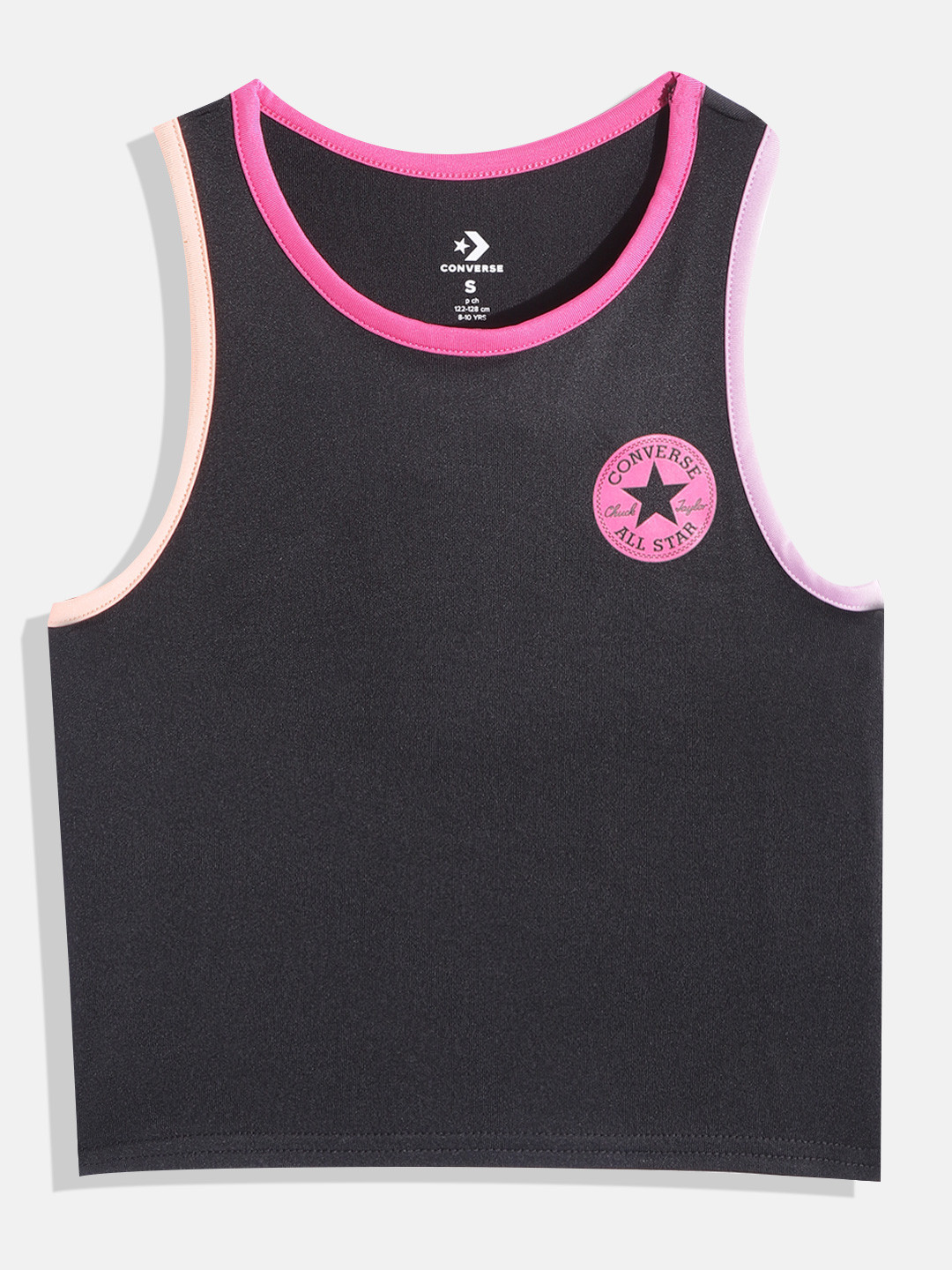 

Converse Girls Black & Pink Brand Logo Printed T-shirt