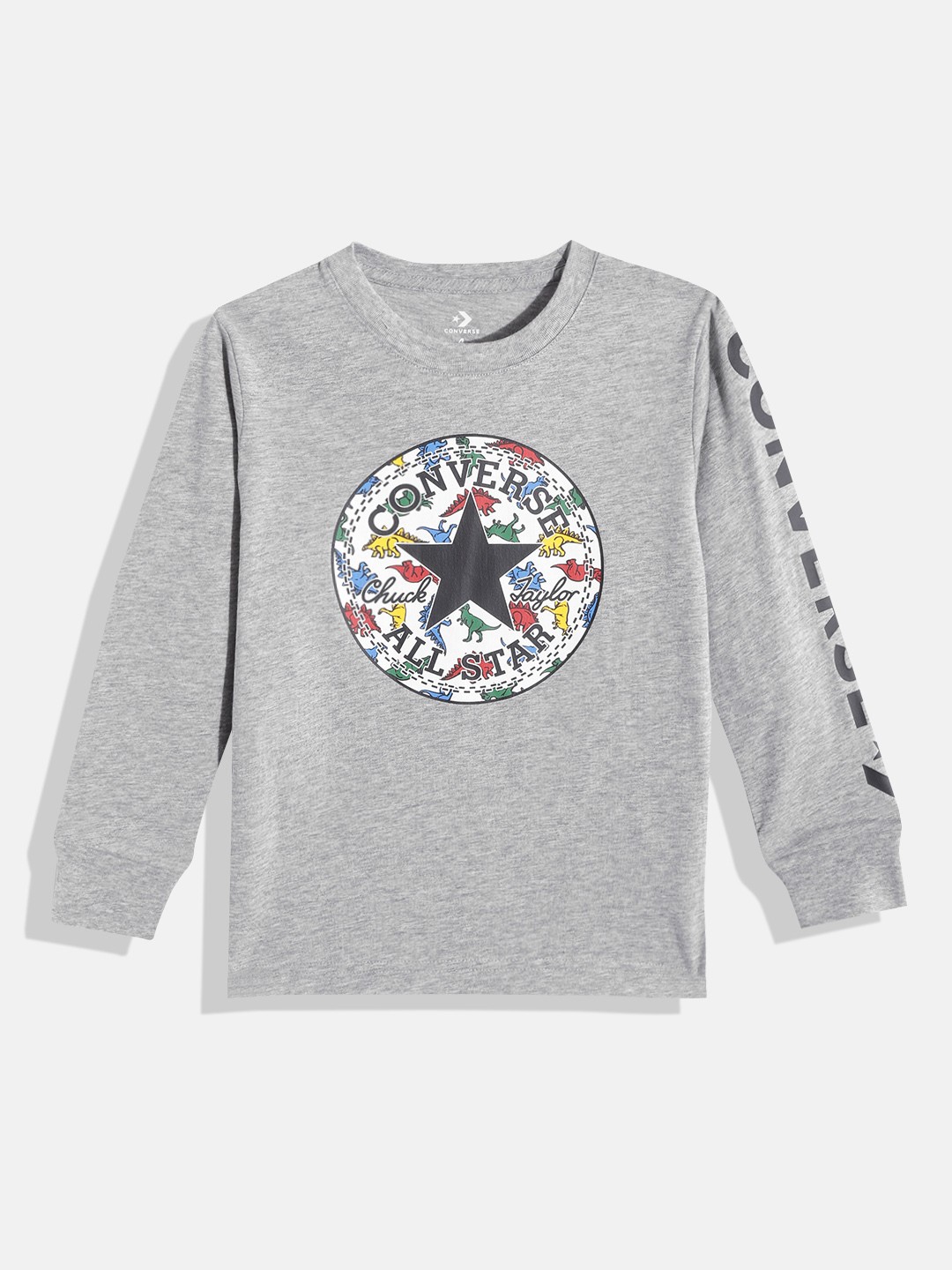 

Converse Boys Grey Melange & White Brand Logo Printed T-shirt