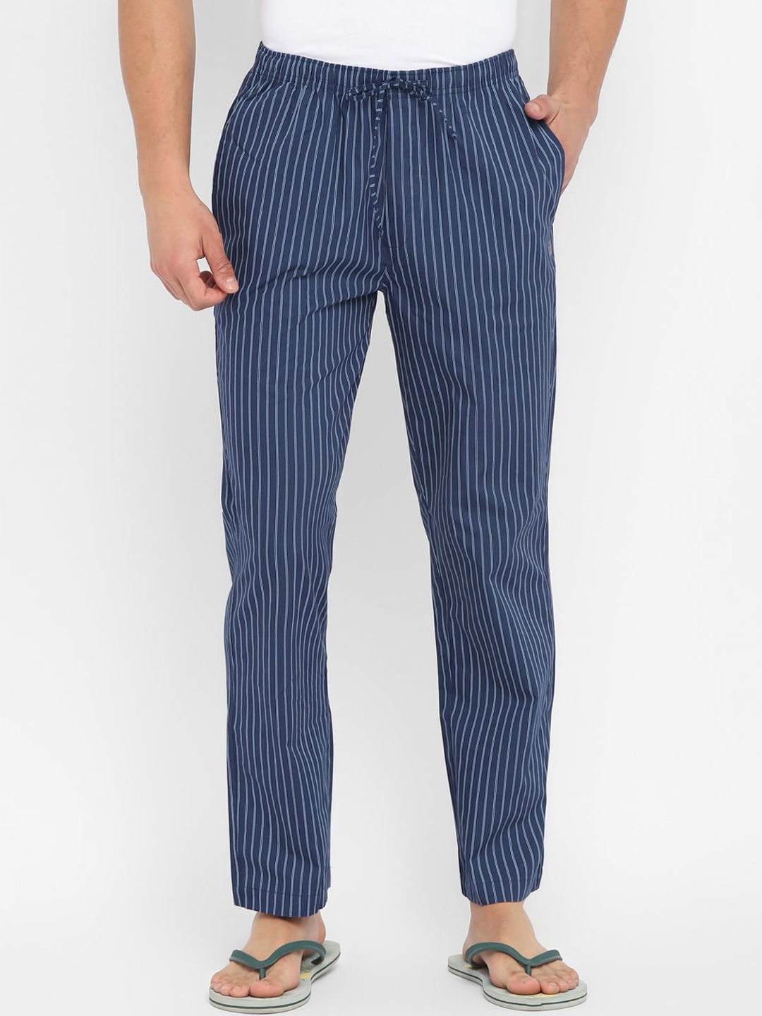 

Turtle Men Blue Striped Cotton Lounge Pants