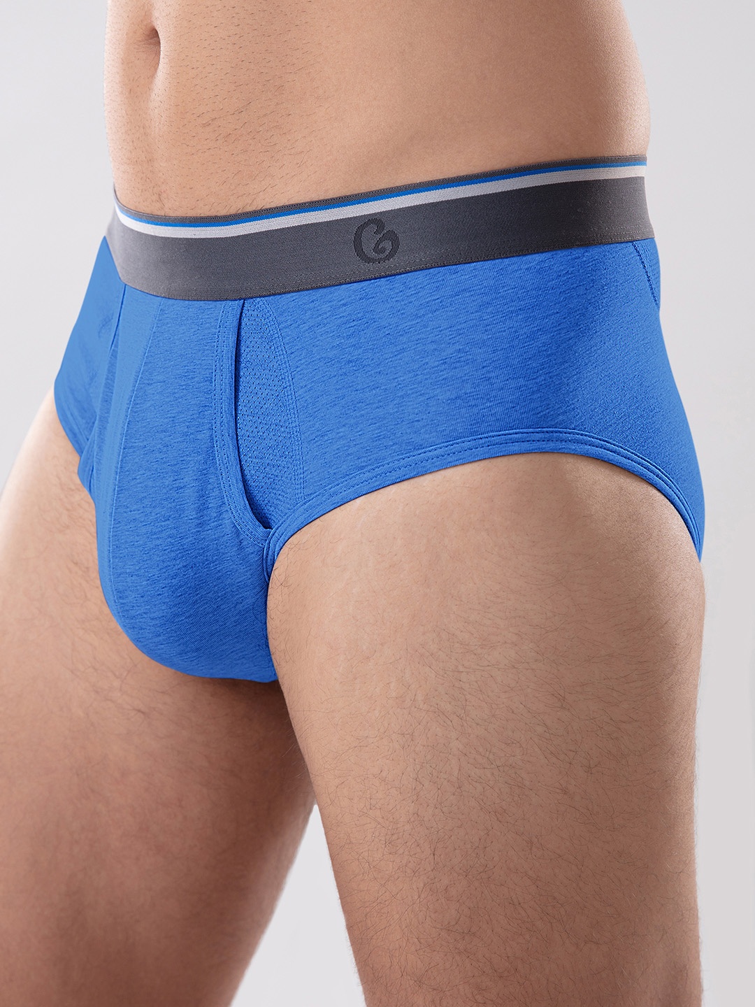 

Gloot Men Butter Blend Cotton with Breathable Cool Mesh Anti-Odour Cooling Basic Briefs, Blue