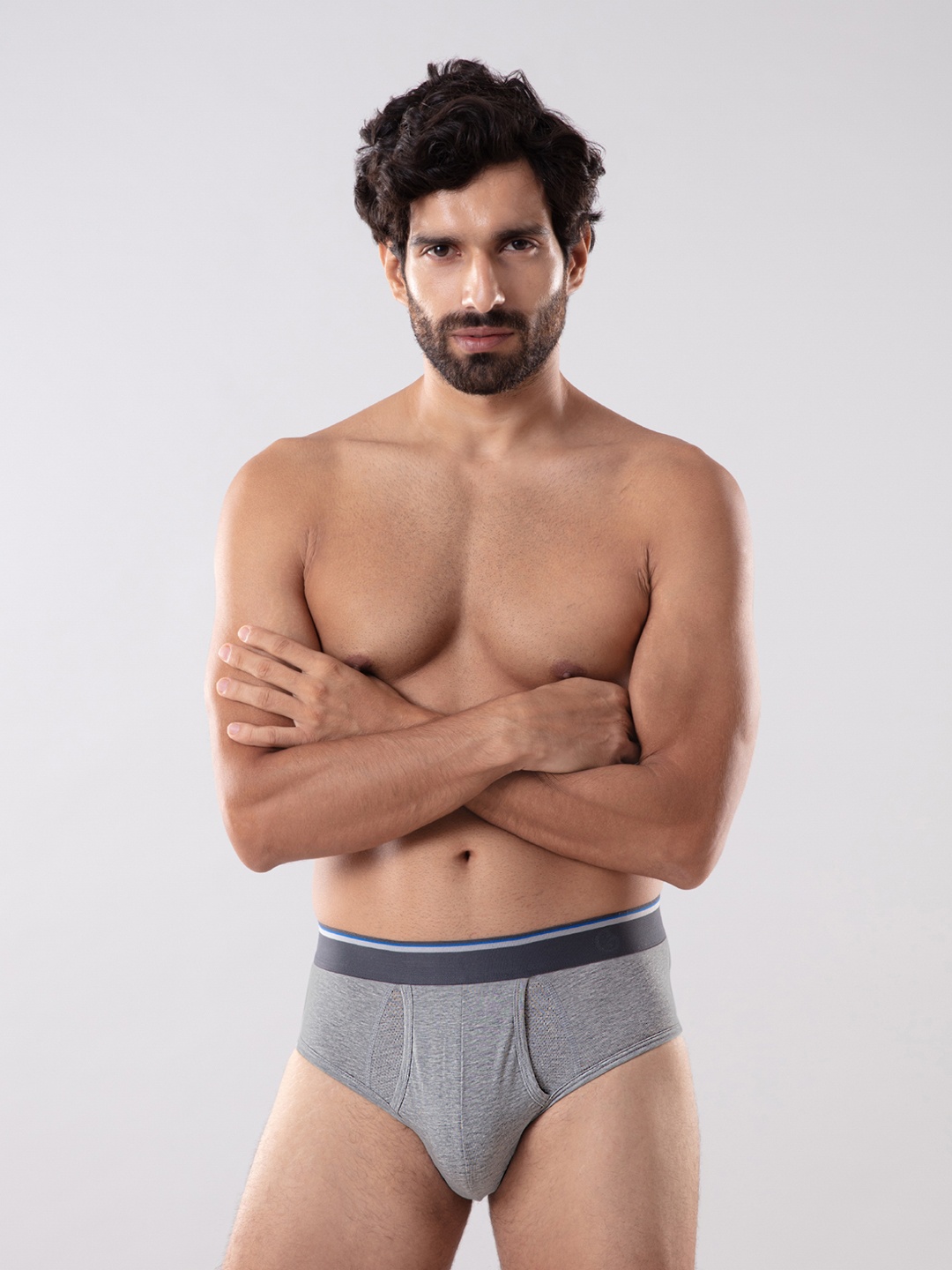 

Gloot Men Anti-Odor Butter Blend Cotton with Breathable Cool Mesh Zones Briefs GLUCTOEBR01, Grey