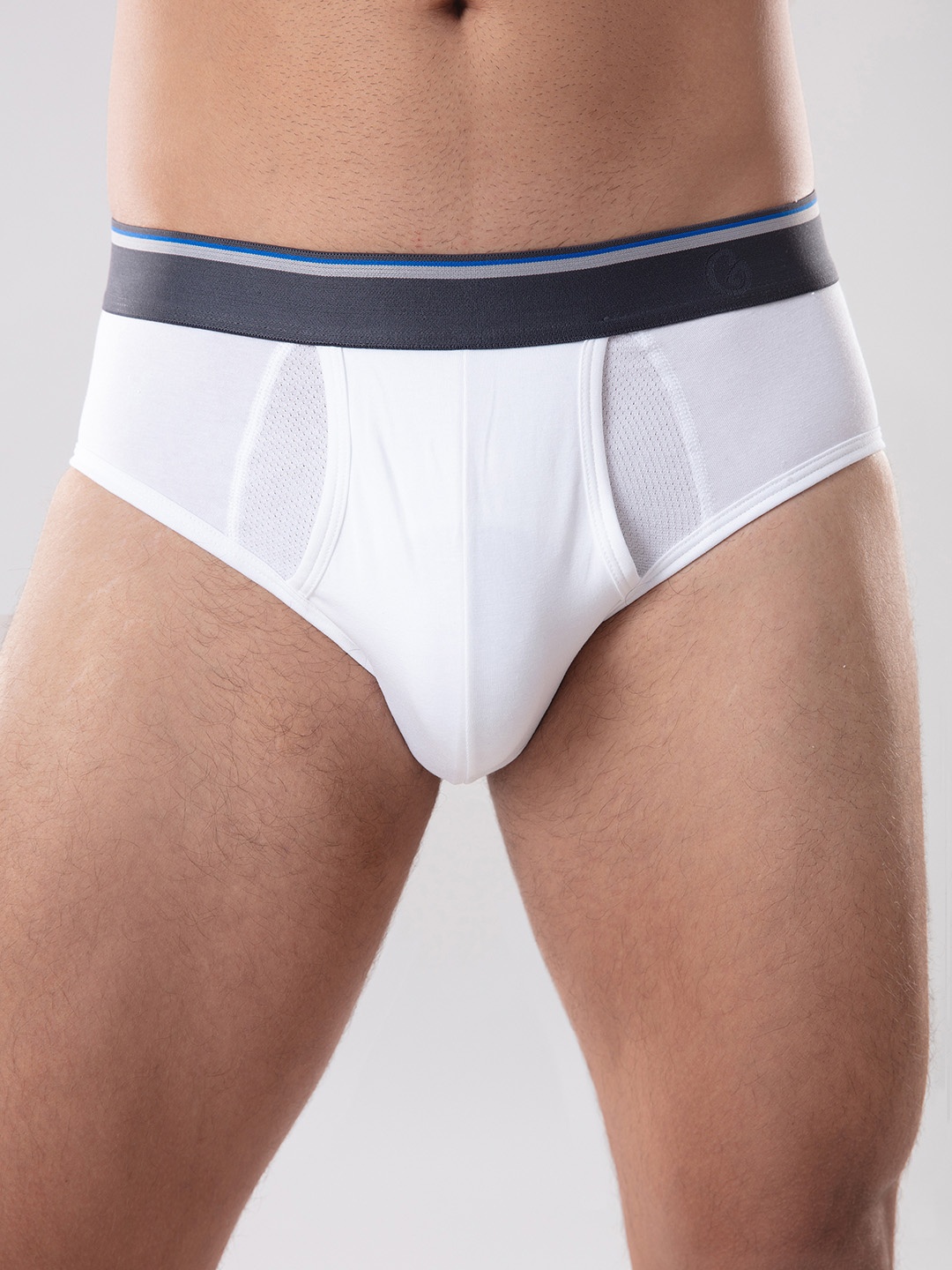 

Gloot Men Anti-Odour Butter Blend Cotton Briefs with Breathable Cool Mesh Zones, White