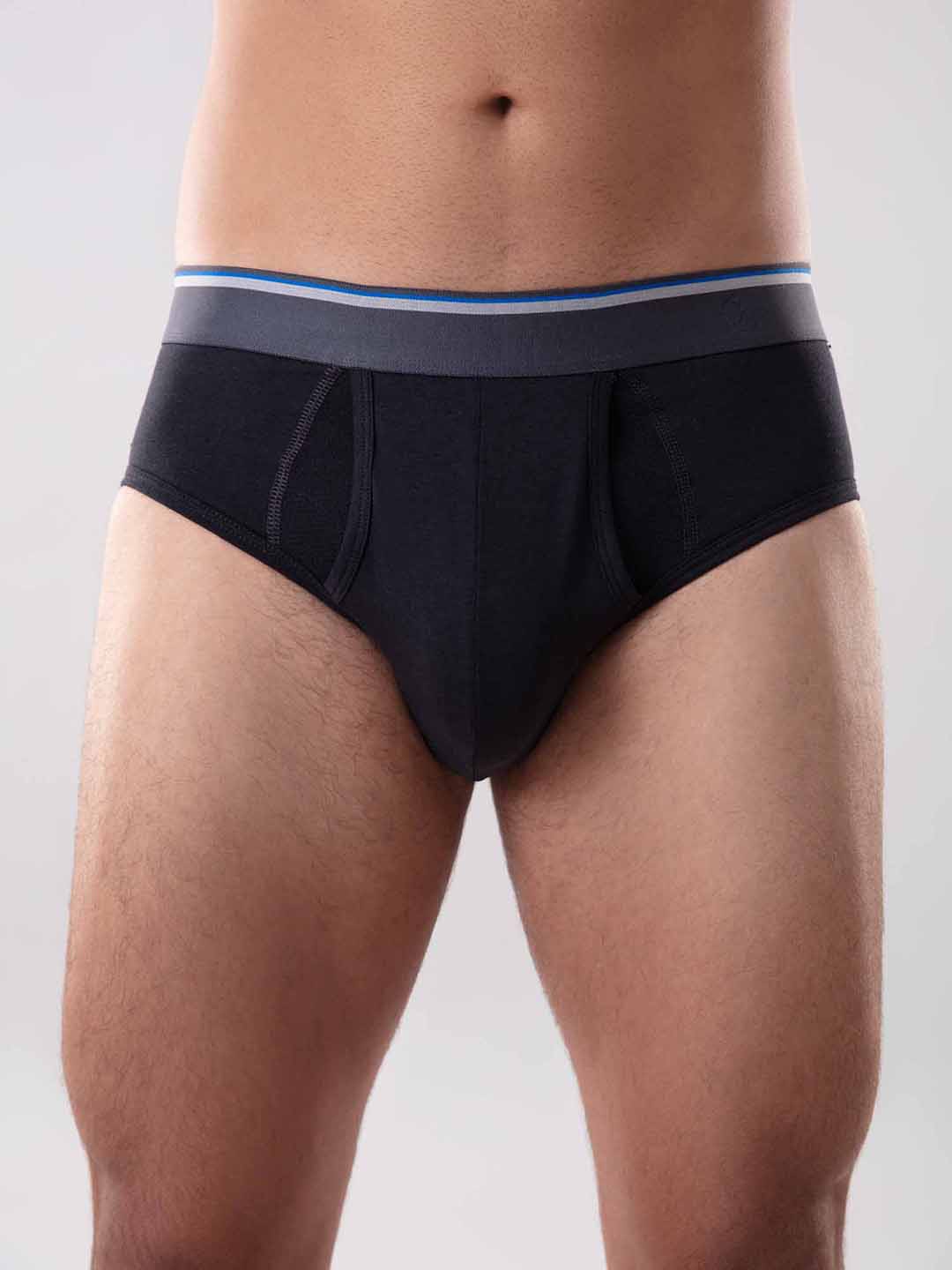

Gloot Men Solid Anti-Odor & Cool Mesh Zone Basic Briefs GLUCTOEBR01, Black