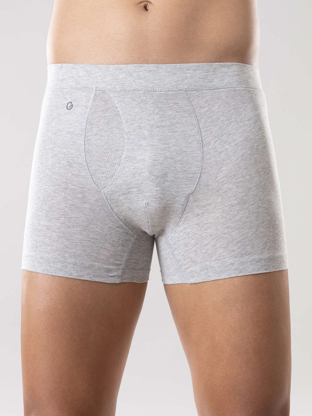 

Gloot Men Butter Blend Cotton with Breathable Cool Mesh Zones and Anti Odor Trunk, Grey melange