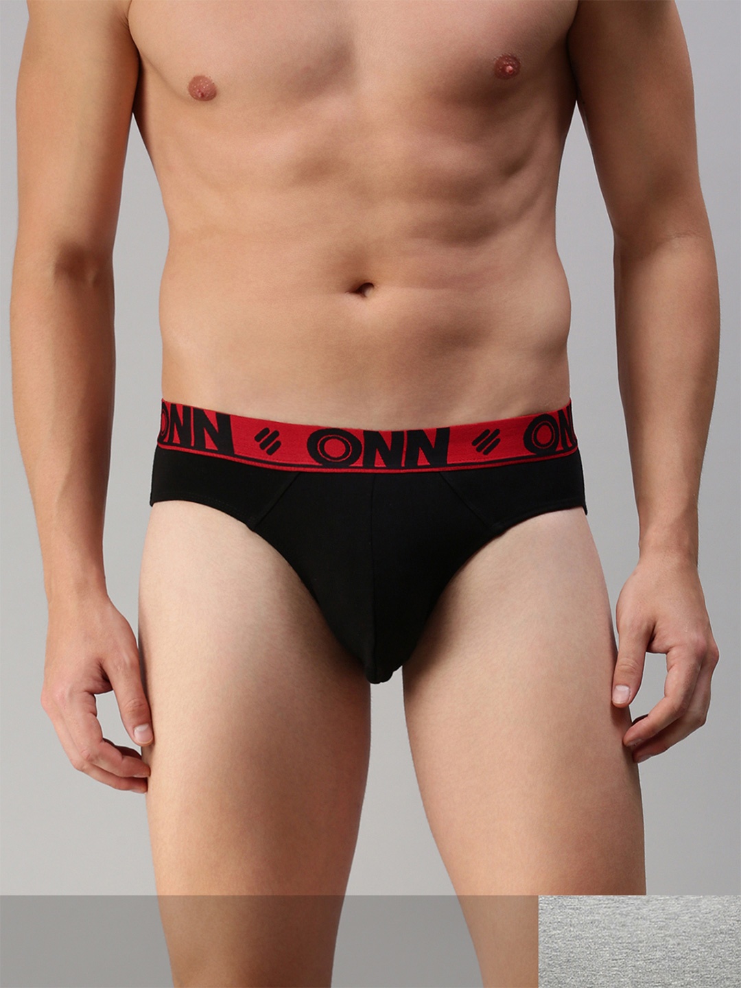 

ONN Men Pack of 2 Solid Black and Grey Basic Briefs